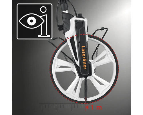 Roue avec compteur pour mesurer les distances. Logo Laserliner.