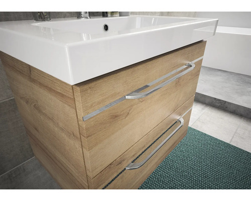 Waschtischunterschrank mit zwei Schubladen und Aufsatzwaschbecken