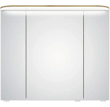 Badmöbel-Set Pelipal Sunline 108 BxHxT 92 x 200 x 50,8 cm Frontfarbe eiche riviera Badmöbelset 3-teilig mit Waschtisch Mineralmarmor weiß und Waschtischunterschrank Spiegelschrank mit LED-Beleuchtung