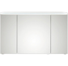 Badmöbel-Set Pelipal Sunline 108 BxHxT 123 x 200 x 50,8 cm Frontfarbe weiß hochglanz Badmöbelset 3-teilig mit Waschtisch Mineralmarmor weiß und Waschtischunterschrank Spiegelschrank mit LED-Beleuchtung