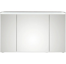 Badmöbel-Set Pelipal Sunline 108 BxHxT 123 x 200 x 50,8 cm Frontfarbe graphit struktur quer Badmöbelset 3-teilig mit Waschtisch Mineralmarmor weiß und Waschtischunterschrank Spiegelschrank mit LED-Beleuchtung