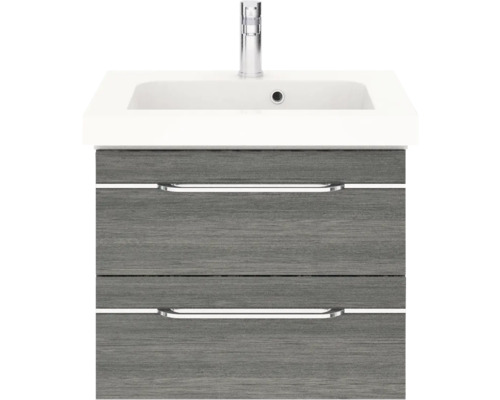 Meuble sous-lavabo avec deux tiroirs, lavabo et robinet