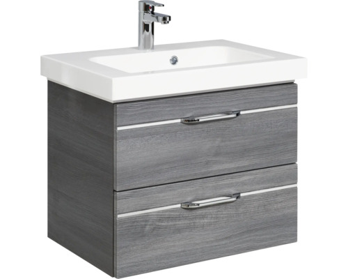 Meuble sous-lavabo avec deux tiroirs, lavabo et robinet
