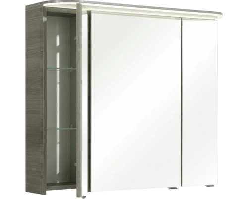 Armoire de toilette avec éclairage et porte ouverte