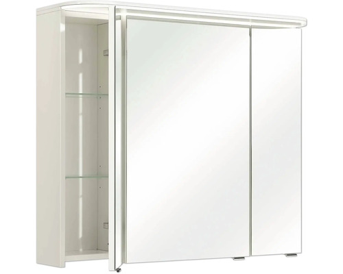 Spiegelschrank mit offenen Fächern und Spiegeltüren