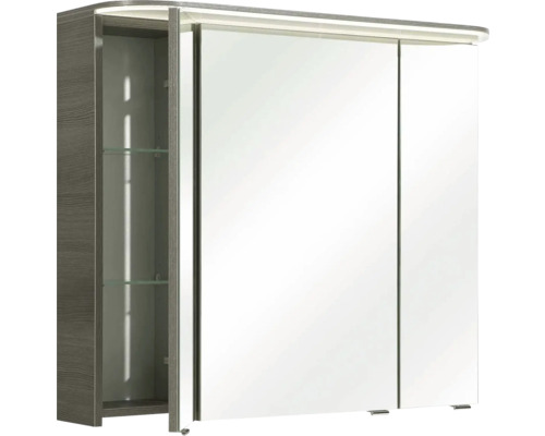 Armoire de toilette à trois portes avec étagères intérieures en verre