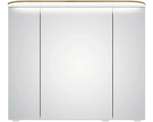 Armoire de toilette blanche avec trois portes et éclairage