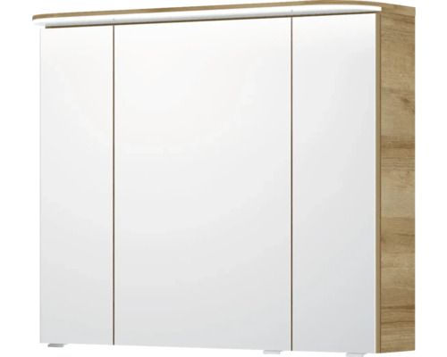 Armoire de salle de bains à trois portes avec éclairage