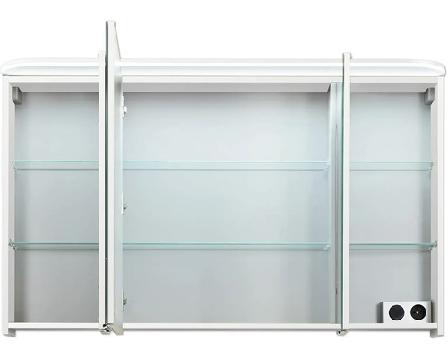 Armoire de toilette ouverte avec étagères en verre pour la salle de bain