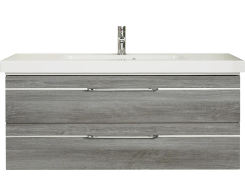 Meuble sous-lavabo avec deux tiroirs, lavabo et robinet