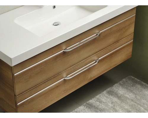 Waschtischunterschrank mit zwei Schubladen und Aufsatzwaschbecken