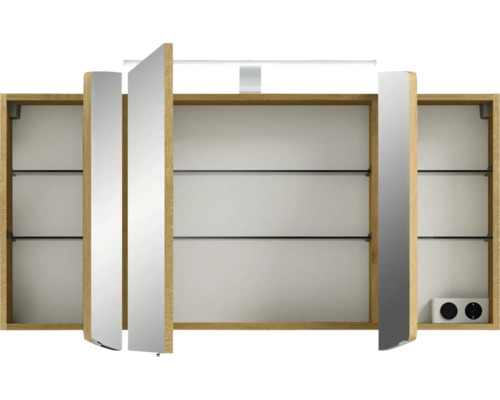 Armoire de salle de bain avec miroir, spots intégrés et prises