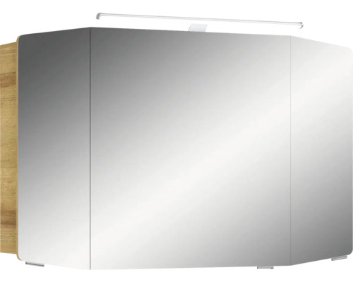 Armoire de toilette à miroir avec éclairage et décor bois