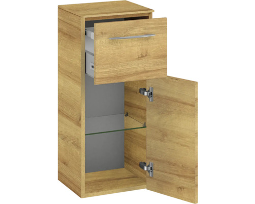 Badezimmer Hochschrank mit Schublade, Tür und Glasboden