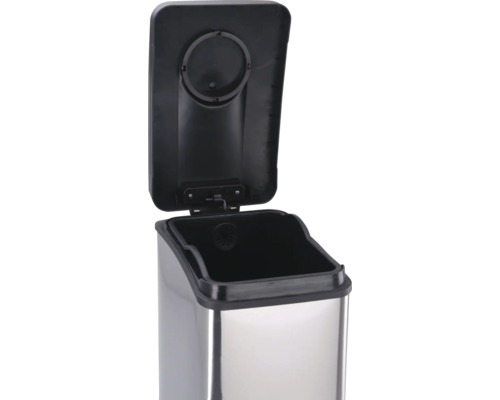 Poubelle rectangulaire ouverte en acier inoxydable