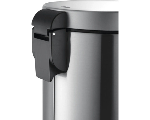 Vue détaillée d''une poubelle en métal avec fermeture noire