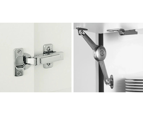 Charnières et ferrures de meubles.