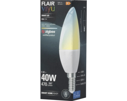 FLAIR Viyu Smart LED Lampe C35 E14 in Produktverpackung