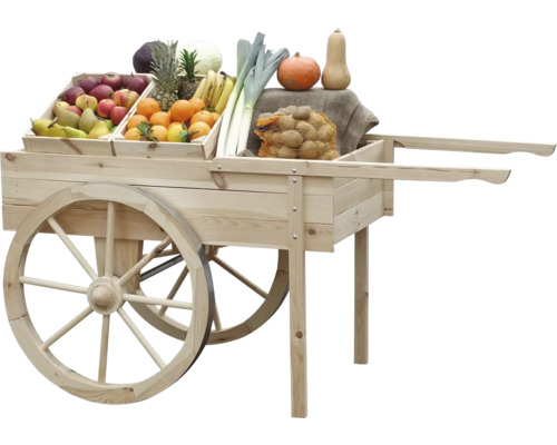 Holzkarren mit Obst und Gemüse