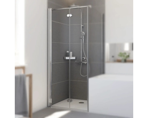 Drehfalttür für Seitenwand Breuer Elana Komfort 90 cm Anschlag links Klarglas Profilfarbe chrom Drehfalttür für Seitenwand Breuer Elana Komfort 90 cm Anschlag links Klarglas Profilfarbe chrom