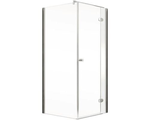 Douche d''angle avec porte en verre