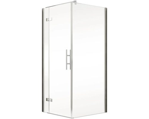 Douche d''angle avec porte en verre transparent