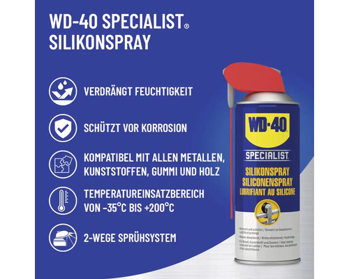 WD-40 Specialist Silikonspray in einer Dose mit rotem Sprühkopf