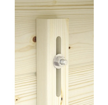 Vue détaillée d''une construction en bois avec vis et écrou