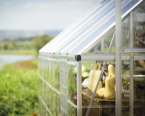 Serre avec parois transparentes et légumes à l''intérieur