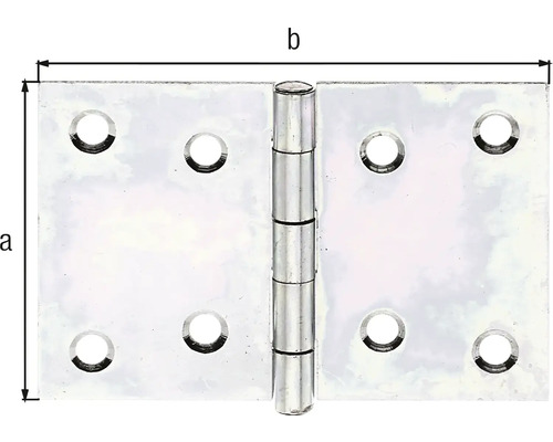 Paumelle de porte avec indication des dimensions a et b