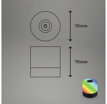 Illustration du produit avec dimensions : hauteur 70 mm, diamètre 70 mm