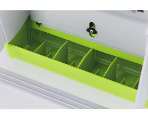 Tiroir vert avec compartiments de rangement