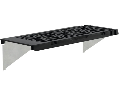 Grille de fenêtre de cave laquée noire avec deux supports muraux