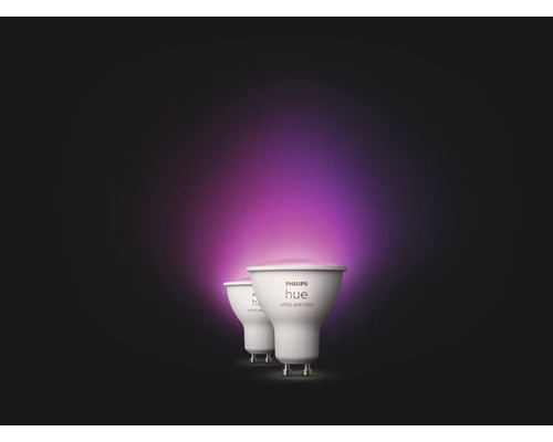 Ampoule réflecteur Philips hue White Ambiance à intensité lumineuse  variable blanc GU10 2x 4,3W 2x 350 lm blanc chaud - blanc lumière du jour 2  pces - HORNBACH Luxembourg