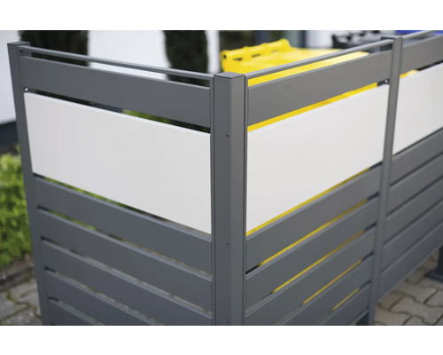 Cache-conteneur à ordures en aluminium et lattes en plastique