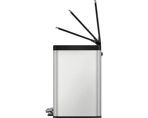 Poubelle à pédale avec mécanisme à pédale et couvercle ouvert