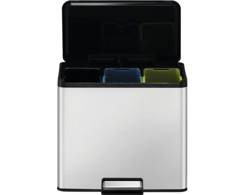 Système de tri des déchets avec trois bacs et pédale