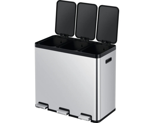 Abfalltrennsystem mit drei Fächern und Pedalöffnung