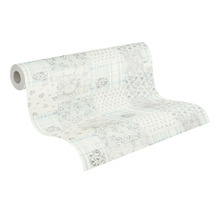 Papier peint intissé 39066-4 Maison Charme Retro Patchwork bleu clair