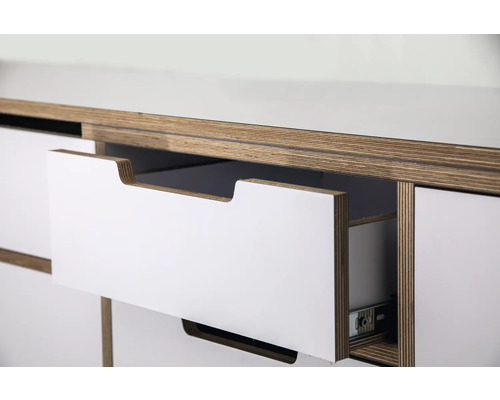Commode avec façades de tiroirs et coulisses de tiroirs