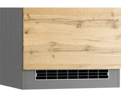 Küchenschrank mit Holzfront und Lüftungsgitter
