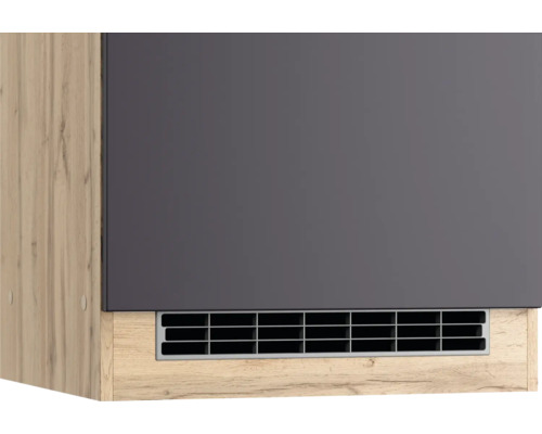 Meuble haut avec porte grise et corps en bois