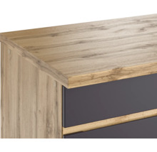 Bloc cuisine complète équipée Held Möbel PISA 300 cm façade gris mate, corps chêne sauvage variante réversible démonté