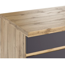 Bloc cuisine complète équipée Held Möbel PISA 300 cm façade gris mate, corps chêne sauvage variante réversible démonté