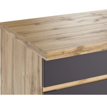 Bloc cuisine complète équipée Held Möbel PISA 330 cm façade gris mate, corps chêne sauvage variante réversible démonté