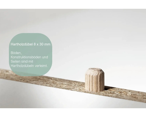 Cheville en bois dur 8 x 30 millimètres dans une plaque de bois
