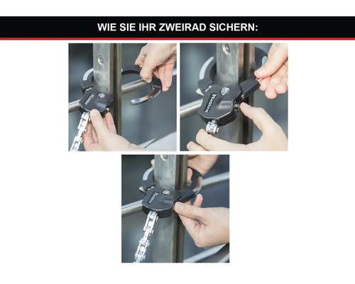 Anleitung zur Sicherung eines Zweirads mit einem Bügelschloss von Master Lock
