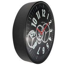 Wanduhr Gear Clock bewegende Zahnräder Metall Glas schwarz Ø 36 cm