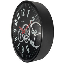 Wanduhr Gear Clock bewegende Zahnräder Metall Glas schwarz Ø 36 cm