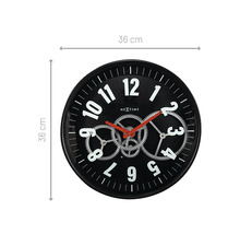 Wanduhr Gear Clock bewegende Zahnräder Metall Glas schwarz Ø 36 cm